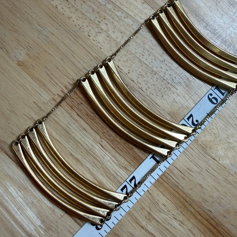 Madewell Bib Necklace Gold Tiered Statement Modern Minimalist Architectural - Picture 10 of 13